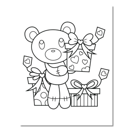 Muse-Printables Teddy bear Valentine's coloring page