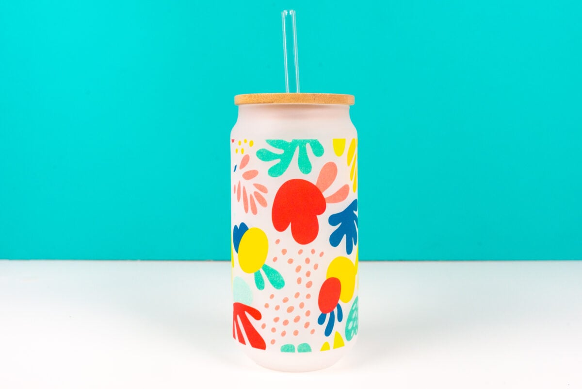 Floral pattern DTF glass can