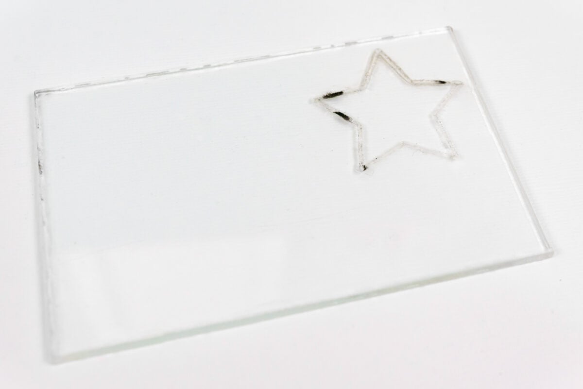 Clear acrylic with melted star cutout