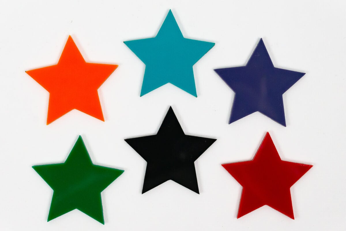 Stars cut out of Glowforge Proofgrade materials