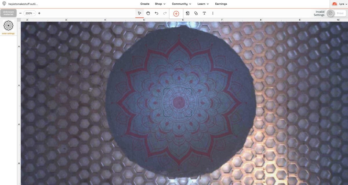 Glowforge App: mandala art on slate coaster