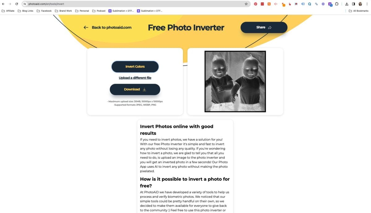 Photo inverter website