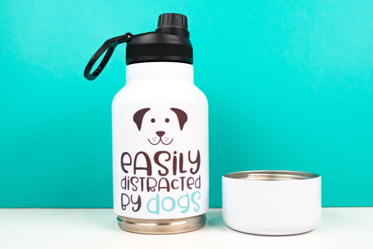 Final sublimation dog water bottle with base removed