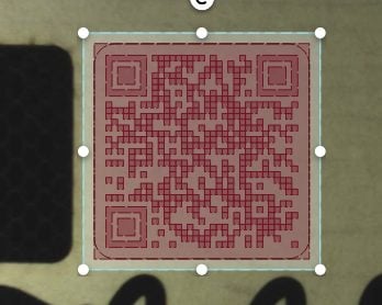 Glowforge App: Close up showing how to layer the rounded corner square over the QR code