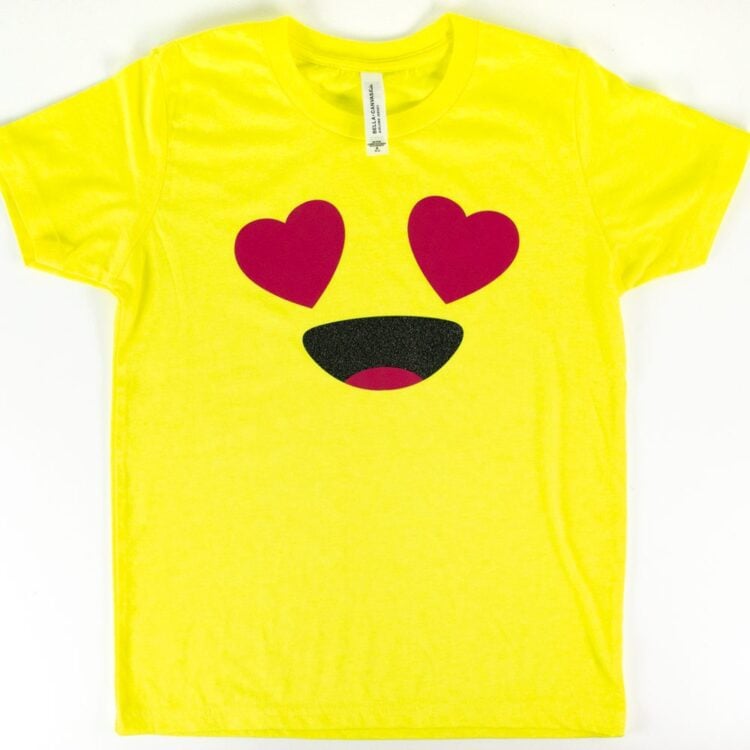 Yellow t-shirt with emoji transfer