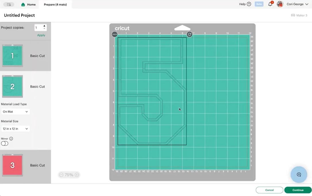 Cricut Design Space: re-organizing design on mats