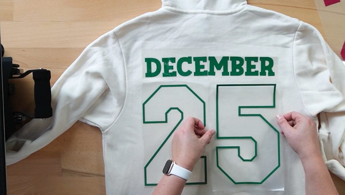 Placing December 25 on hoodie