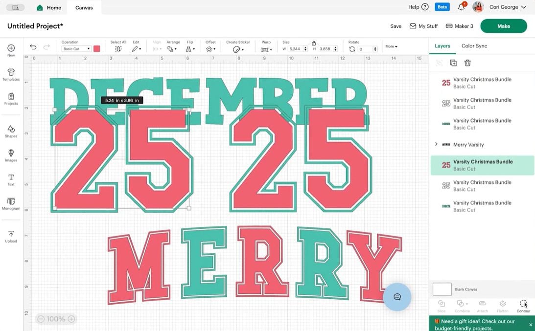 Cricut Design Space: SVG images resized