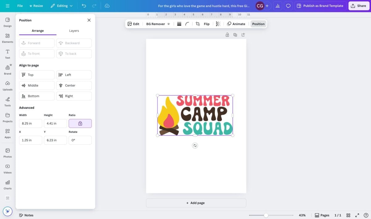 Screenshot: Showing Summer Camp Squad image resized