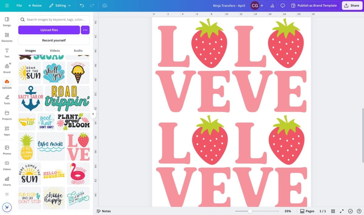 Screenshot: showing canvas filled with new images zoomed in