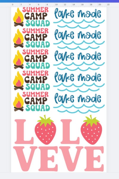 Screenshot of making a gang sheet in canva