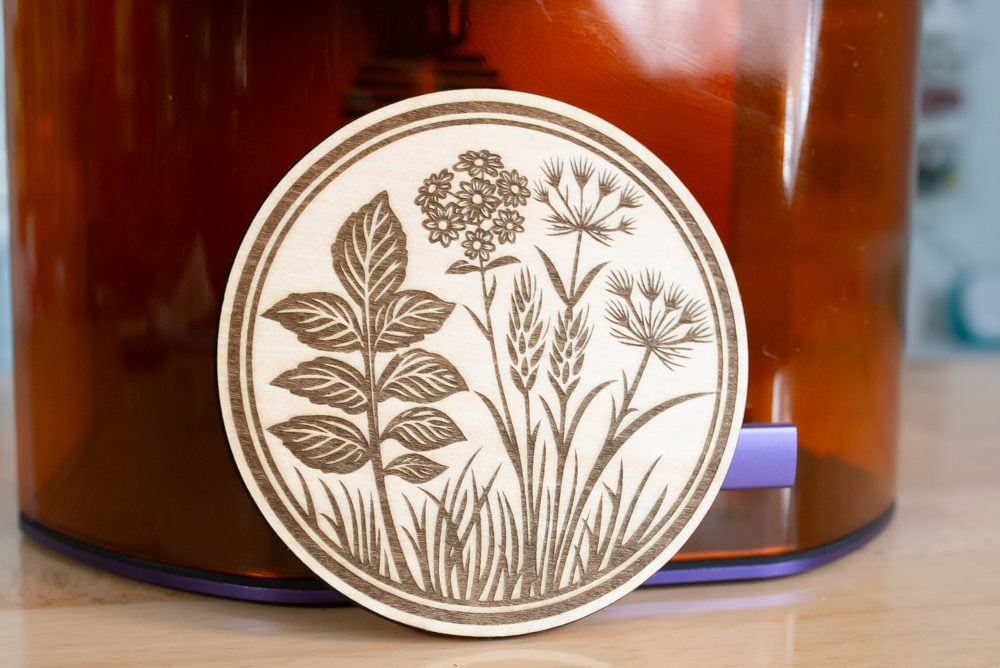 Engraved 3mm basswood with wildflower design