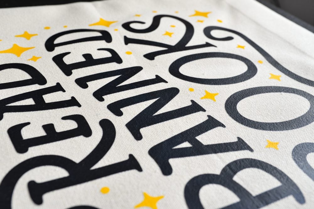 Close up of nicely adhered DTF transfer