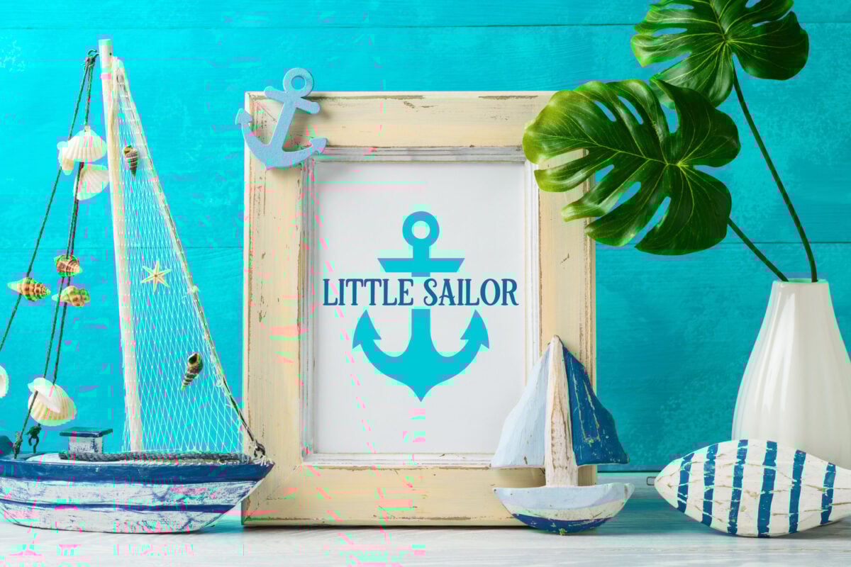 Little Sailor SVG in a frame with nautical accessories