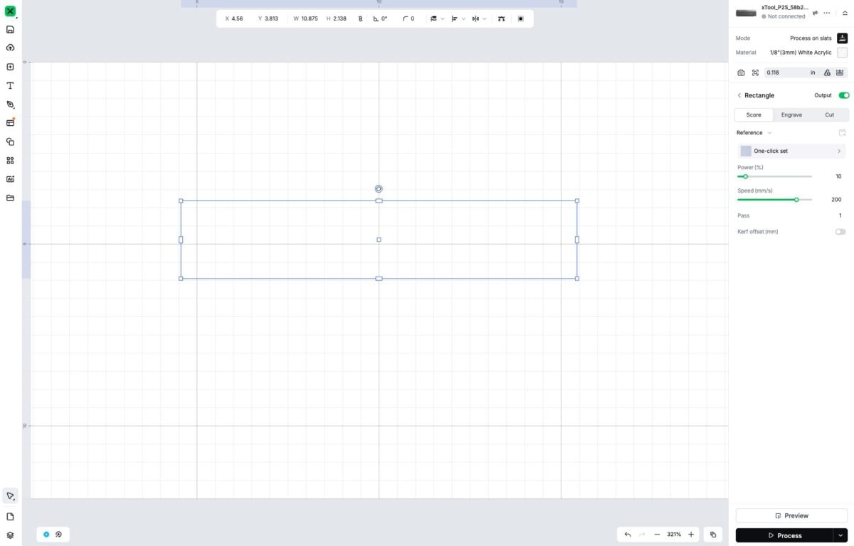 Screenshot showing the rectangle