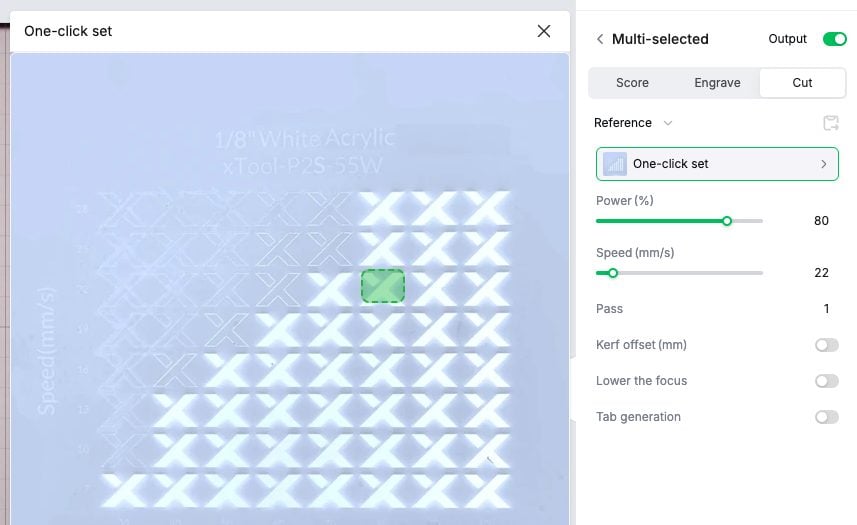Screenshot showing the settings