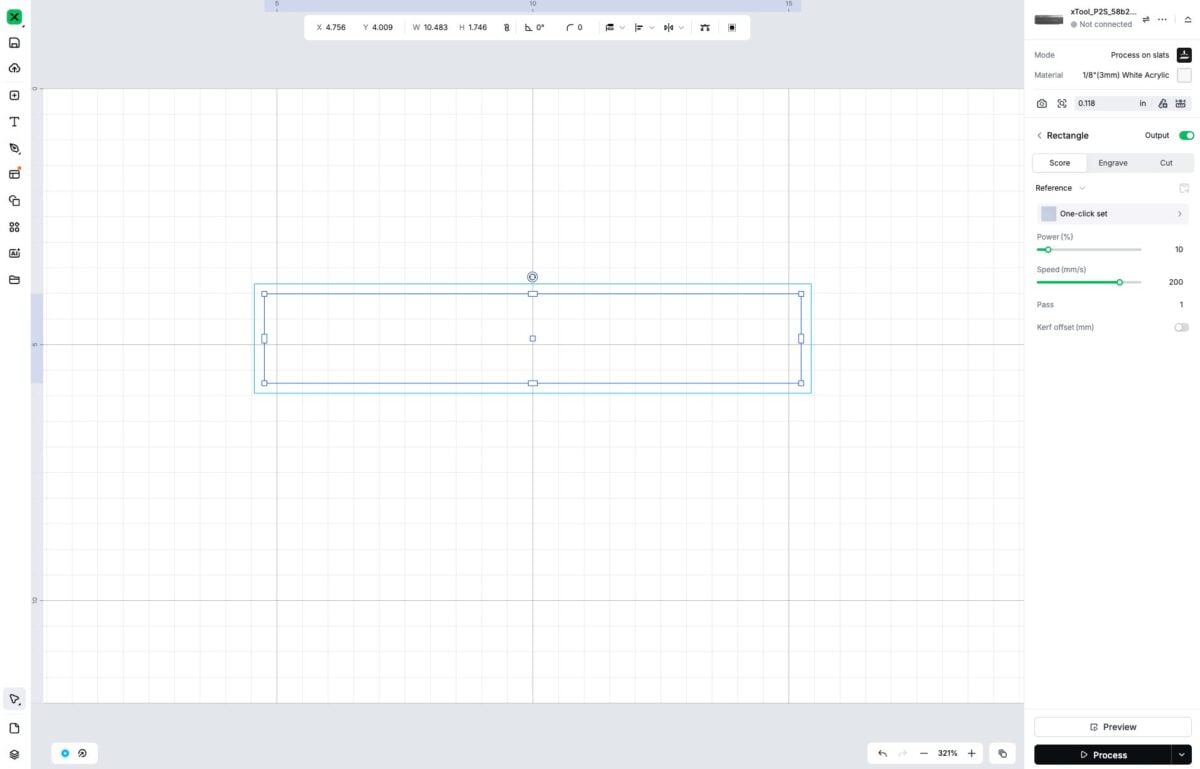 Screenshot showing the inset rectangle