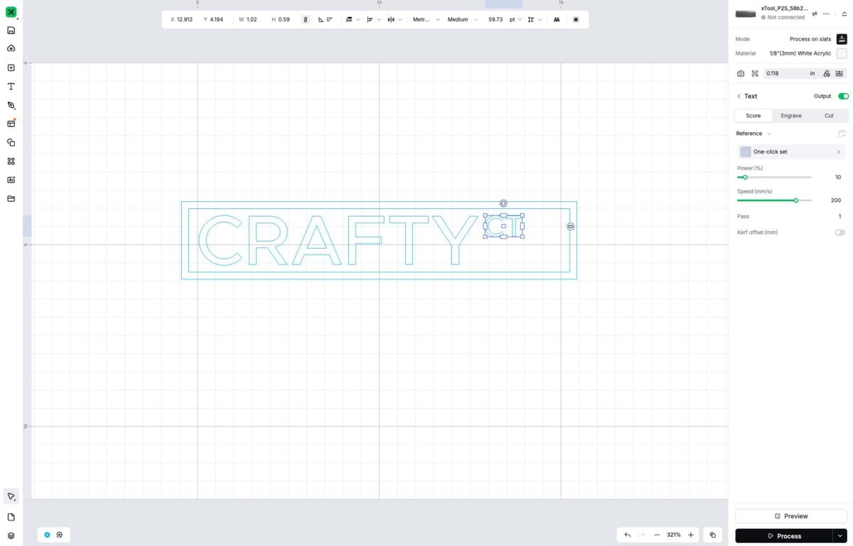 Screenshot showing the word "ct" after Crafty