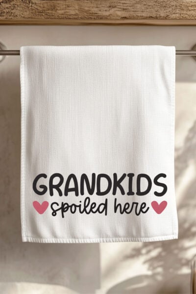 Free Grandkids SVG on a kitchen towel