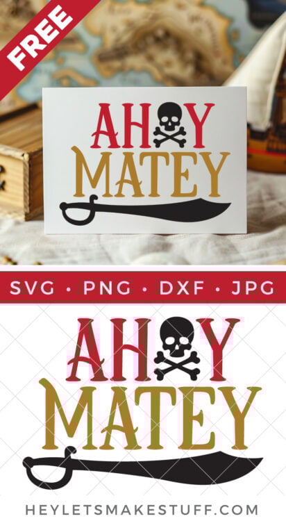 Ahoy Matey free pirate SVG pin image