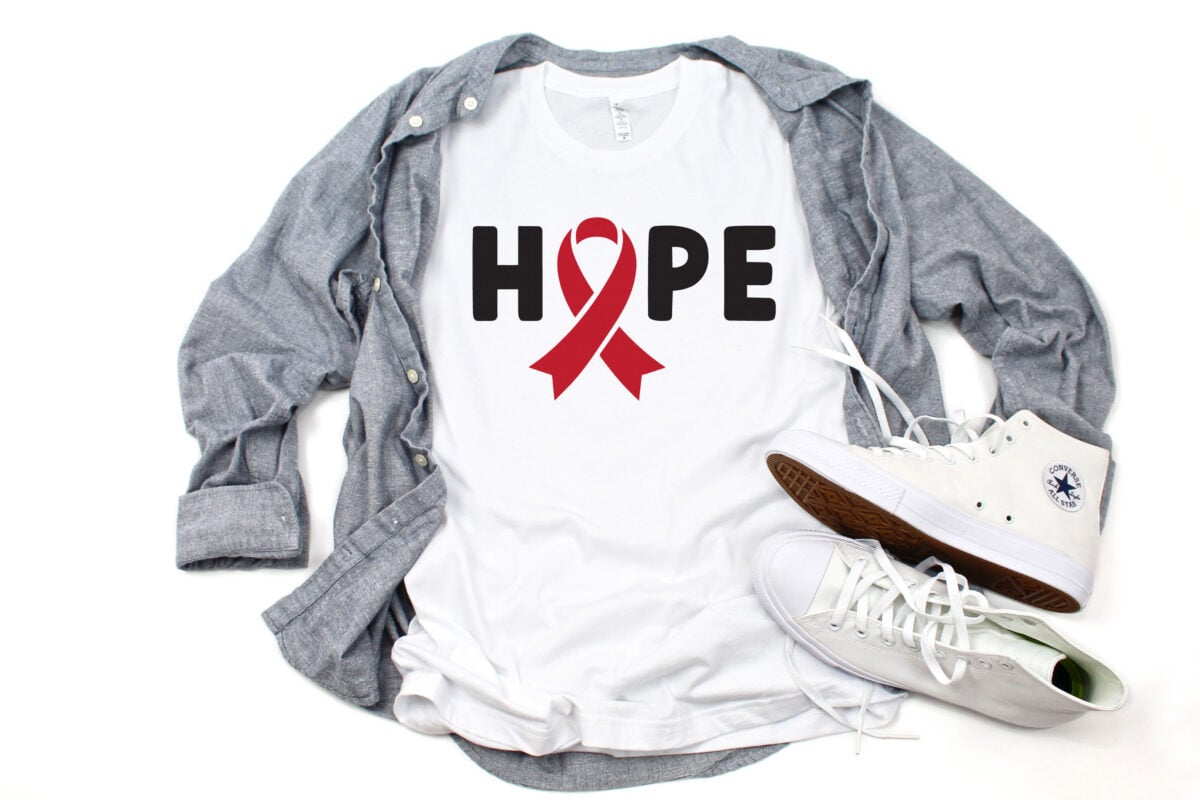 AIDS HOPE SVG on white shirt