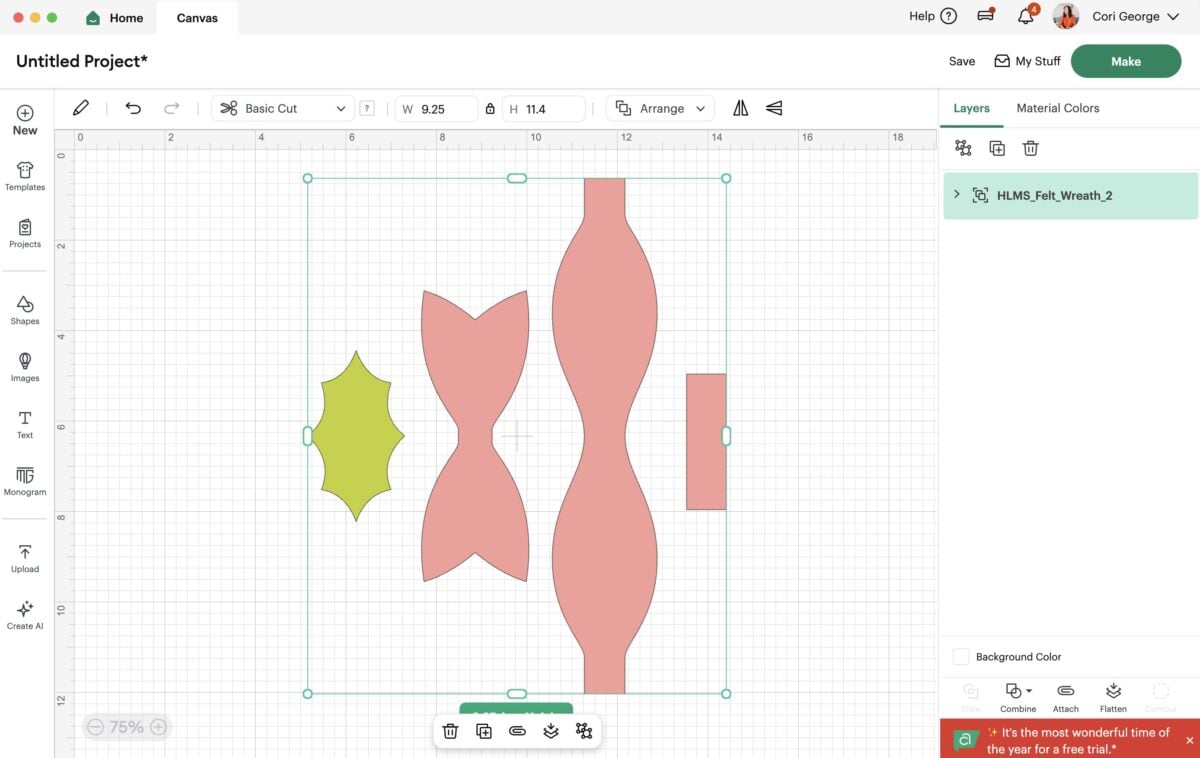 Cricut Design Space Screenshot: Uploaded file on Canvas