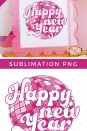 Disco Ball Happy New Year Sublimation File Pin image
