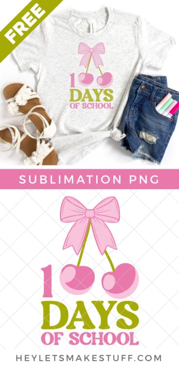 100 Days of School Cherry Sublimation File pin image