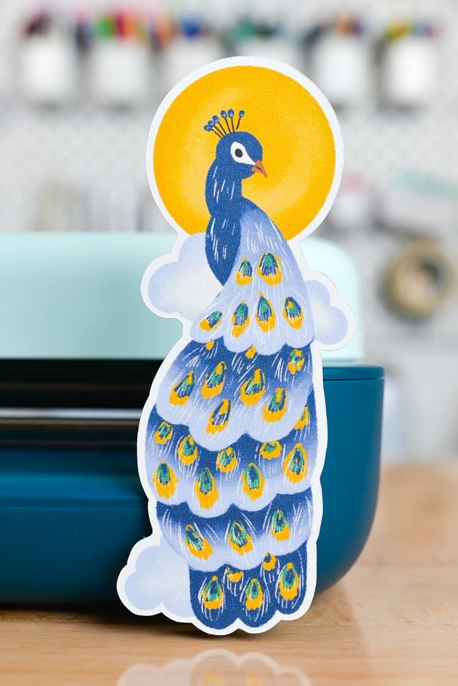 Cricut Joy 2 project - a print then cut peacock bookmark