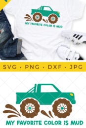 My Favorite Color is Mud Monster Truck SVG pin image