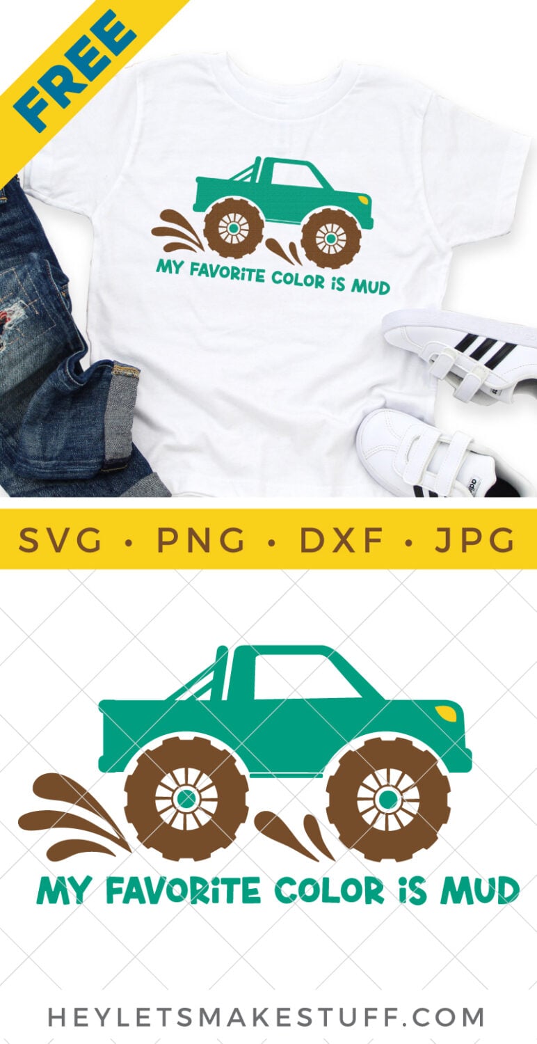 My Favorite Color is Mud Monster Truck SVG pin image