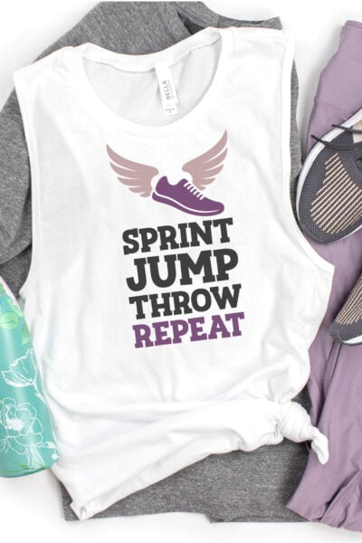 Track and Field SVG on a white athletic tee