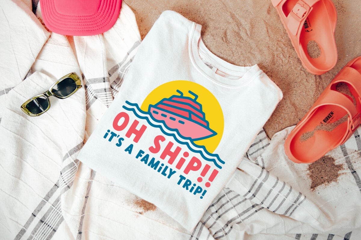 Free Family Cruise SVG on a t-shirt with beach accessories