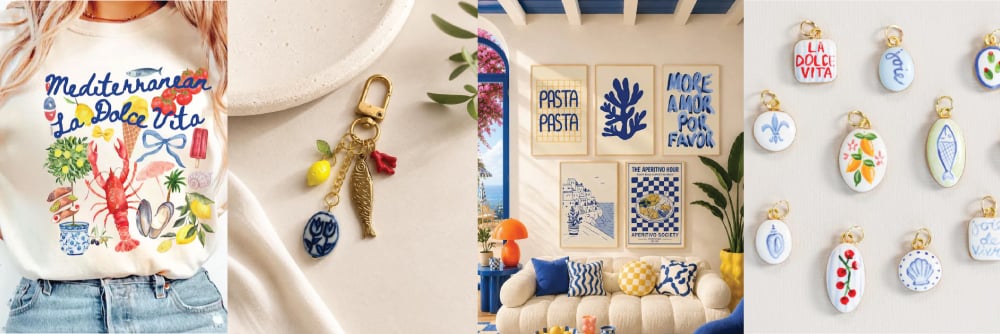 Collage of products featuring the color palette