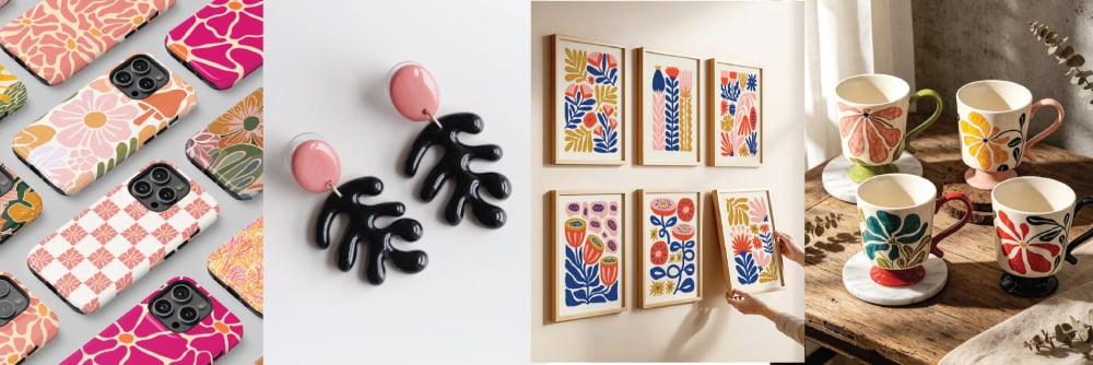 Collage of products featuring Matisse Inspired Designs
