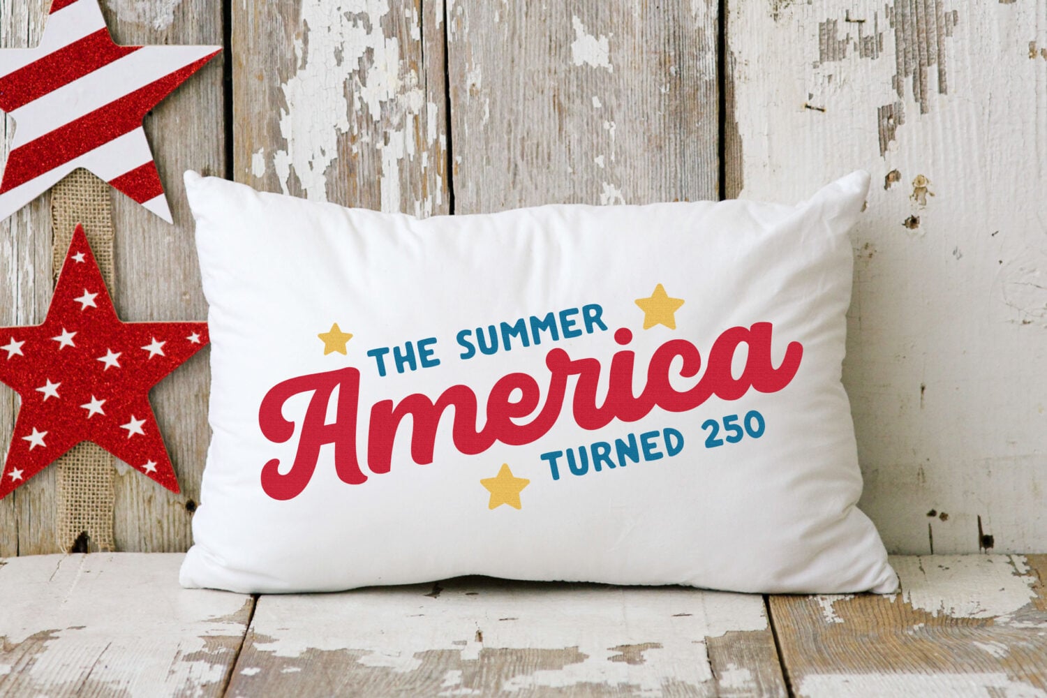 America 250 SVG on a wide pillow