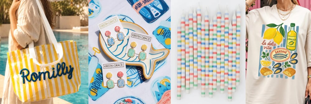 Collage of products featuring stripes